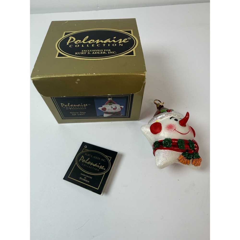 Kurt S Adler Ornament Polonaise Snow Star AP 1497 Glass Handcrafted Poland‎ Xmas